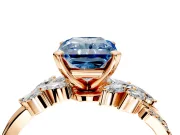 Solitaire Engagement Ring Setting for Fancy Blue Radiant Cut Center with Marquise Accent Twist Band and Prong Head in Rose Gold