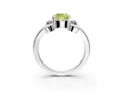 Solitaire Engagement Ring Setting for Fancy Yellow Cushion Cut Center with Twisted Band and Scroll Prong Head in Platinum