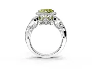 Milgrain Halo Engagement Ring Setting for Fancy Yellow Heart-Shaped Center with Shoulder Bezels and Prong Head in White Gold