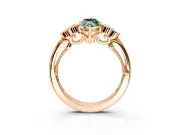 Cluster Engagement Ring Setting for Fancy Green Marquise Center with Bezel Accent Clusters and Prong Head in Rose Gold