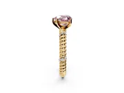 Rope Engagement Ring Setting for Fancy Pink Heart-Shaped Center with Accent Shoulders and Prong Head in Yellow Gold