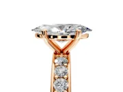 Solitaire Engagement Ring Setting for Marquise Center with Channel-Set Accents and Prong Head in Rose Gold