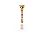 Milgrain Pave Engagement Ring Setting for Fancy Yellow Cushion Cut Center with Accent Band and Prong Head in Rose Gold