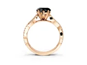 Solitaire Engagement Ring Setting for Fancy Black Heart-Shaped Center with Twisted Pave Split Shank and Prong Head in Rose Gold