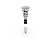 Leaf Engagement Ring Setting for Princess Cut Center with Milgrain Accent Band and Prong Head in Sterling Silver