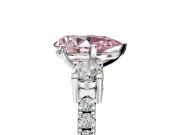 3 Stone Engagement Ring Setting for Fancy Pink Pear-Shaped Center with Round Cut Side Accents and Prong Head in Sterling Silver