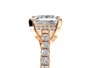 Solitaire Engagement Ring Setting for Princess Cut Center with Widening Pave Band and Claw Prong Head in Rose Gold