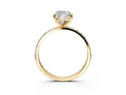 Solitaire Engagement Ring Setting for Cushion Cut Center with Pave Accents and Prong Head in Yellow Gold