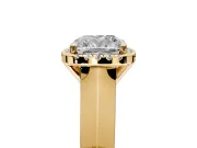 Halo Engagement Ring Setting for Cushion Cut Center with Knife Ridge Cathedral Band and Prong Head in Yellow Gold