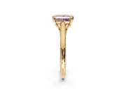 Solitaire Engagement Ring Setting for Fancy Pink Princess Cut Center with Cathedral Band and Prong Head in Yellow Gold