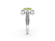 Solitaire Engagement Ring Setting for Fancy Yellow Radiant Cut Center with Twisted Band and Scroll Prong Head in White Gold