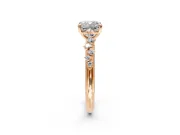Cluster Engagement Ring Setting for Cushion Cut Center with Round Cut Accent Band and Prong Head in Rose Gold