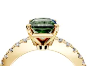 Solitaire Engagement Ring Setting for Fancy Green Radiant Cut Center with Single Row Accent Band and Prong Head in Yellow Gold