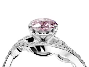 Solitaire Engagement Ring Setting for Fancy Pink Oval Center with Pave Bypass Twist Band and Prong Head in Platinum
