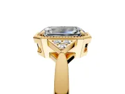 Cluster Engagement Ring Setting for Emerald Cut Center with Milgrain Shoulder Clusters and Prong Head in Yellow Gold