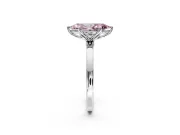 Solitaire Engagement Ring Setting for Fancy Pink Marquise Center with Thin Rounded Plain Band and Prong Head in White Gold