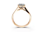 Solitaire Engagement Ring Setting for Asscher Cut Center with Round Cut Channel Band and Prong Head in Rose Gold