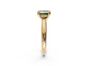 Solitaire Engagement Ring Setting for Fancy Green Princess Cut Center with Reverse Tapered Band and Prong Head in Yellow Gold