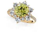 Floral Halo Engagement Ring Setting for Fancy Yellow Round Cut Center with Pave Accents and Prong Head in Yellow Gold