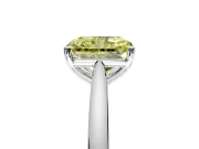 Solitaire Engagement Ring Setting for Fancy Yellow Radiant Cut Center with Narrow Cathedral Band and Prong Head in Sterling Silver