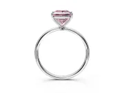 Solitaire Engagement Ring Setting for Fancy Pink Princess Cut Center with Straight Thin Band and Prong Head in Sterling Silver