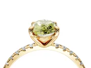 Solitaire Engagement Ring Setting for Fancy Yellow Marquise Center with Fine Pave Narrow Band and Prong Head in Yellow Gold