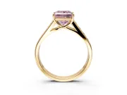 Solitaire Engagement Ring Setting for Fancy Pink Princess Cut Center with Cathedral Channel Band and Prong Head in Yellow Gold