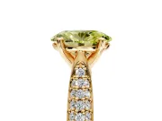 Solitaire Engagement Ring Setting for Fancy Yellow Oval Center with Multi-Row Accents and Prong Head in Yellow Gold