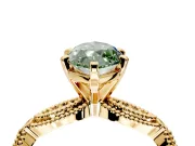Solitaire Engagement Ring Setting for Fancy Green Marquise Center with Marquise Panel Band and Prong Head in Yellow Gold