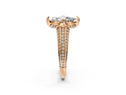 Solitaire Engagement Ring Setting for Marquise Center with Accented Split Shank and Prong Head in Rose Gold