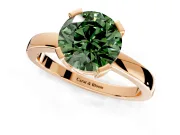 Solitaire Engagement Ring Setting for Fancy Green Round Cut Center with Plain Band and Flat Tab Prong Head in Rose Gold