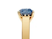 Solitaire Engagement Ring Setting for Fancy Blue Cushion Cut Center with Tapered Split Shoulders and Prong Head in Yellow Gold