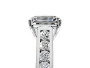 Solitaire Engagement Ring Setting for Emerald Cut Center with Cathedral Channel Band and Prong Head in Platinum