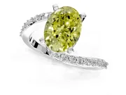 Solitaire Engagement Ring Setting for Fancy Yellow Oval Center with Pave Bypass Swirl Band and Prong Head in Sterling Silver