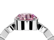 Milgrain Bezel Engagement Ring Setting for Fancy Pink Round Cut Center with Marquise Stations and Bezel Head in Platinum