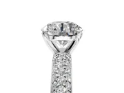 Solitaire Engagement Ring Setting for Round Cut Center with Domed Multi-Row Pave Band and Prong Head in Sterling Silver