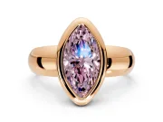 Solitaire Engagement Ring Setting for Fancy Pink Marquise Center with Wide Band and Bezel Head in Rose Gold