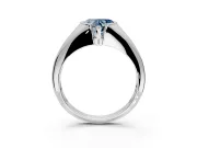 Tension Engagement Ring Setting for Fancy Blue Heart-Shaped Center with Wide Tapered Band and Tension Head in Sterling Silver