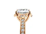 Floral Engagement Ring Setting for Princess Cut Center with Four Accent Clusters and Prong Head in Rose Gold
