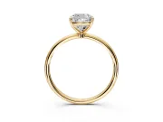 Solitaire Engagement Ring Setting for Cushion Cut Center with Straight Thin Band and Prong Head in Yellow Gold
