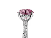Solitaire Engagement Ring Setting for Fancy Pink Round Cut Center with Fine Pave Band and Prong Head in Sterling Silver