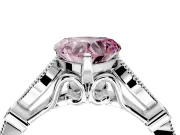 Solitaire Engagement Ring Setting for Fancy Pink Heart-Shaped Center with Marquise and Bezel Accents and Prong Head in White Gold