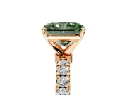 Open Basket Engagement Ring Setting for Fancy Green Radiant Cut Center with Pave Band and Prong Head in Rose Gold