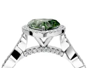 Halo Engagement Ring Setting for Fancy Green Heart-Shaped Center with Twist Band and Prong Head in Sterling Silver