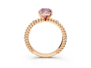 Rope Engagement Ring Setting for Fancy Pink Cushion Cut Center with Accent Shoulders and Prong Head in Rose Gold