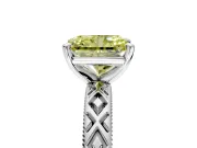 Solitaire Engagement Ring Setting for Fancy Yellow Radiant Cut Center with Milgrain X Pattern Band and Prong Head in Sterling Silver