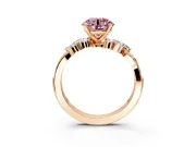 Solitaire Engagement Ring Setting for Fancy Pink Round Cut Center with Marquise Accent Twist Band and Prong Head in Rose Gold