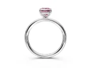 Low-Set Solitaire Engagement Ring Setting for Fancy Pink Princess Cut Center with Thin Plain Band and Prong Head in Sterling Silver