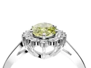Starburst Halo Engagement Ring Setting for Fancy Yellow Marquise Center with Flat Cathedral Band and Prong Head in Sterling Silver