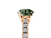 Solitaire Engagement Ring Setting for Fancy Green Round Cut Center with Partway Pave Band and Prong Head in Rose Gold